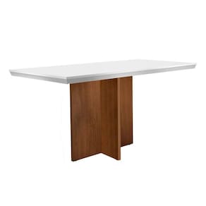 Mesa Para Cozinha Berlim + Tampo Madeirado Vidro Reto 120x80cm Imbuia-off White - Rufato