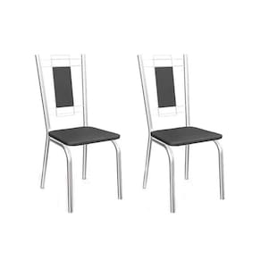 Cadeira Sala de Jantar Florença 2C005 Kit Cromado Courano Preto