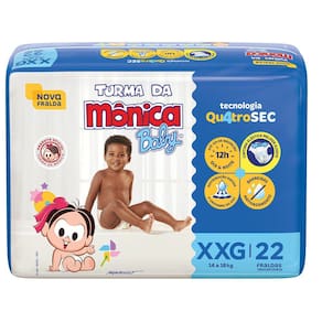 Fralda Descartável Turma Da Monica Baby Econômica XXG Com 22 Unidades