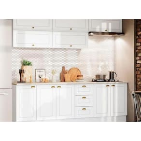 Kit De Cozinha Completa 11 Peças Americana ( 5 Aéreos 3 Balcões 3 Tampos 1 P/ Cooktop ) Branco