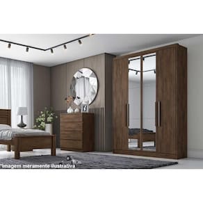 Guarda Roupa Casal 4 Portas E 3 Gavetas C/ Espelho Moderni Branco - Novo Horizonte