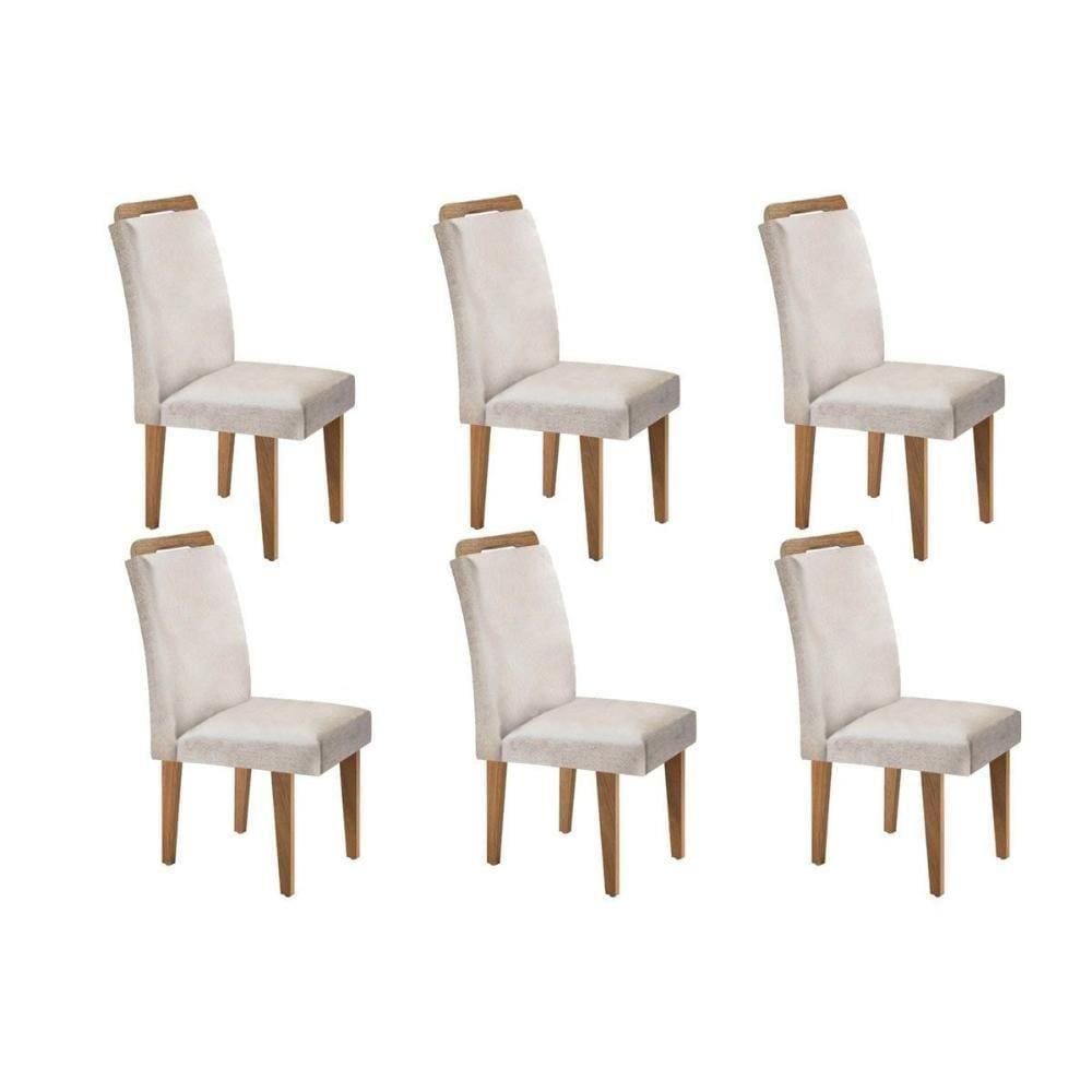 Cadeira Sala de Jantar Kit 6 Un Imbuia Veludo Creme