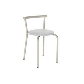 Banqueta De Cozinha 105 Kit 2 Un Prata - Assento Courano Branco - Carraro