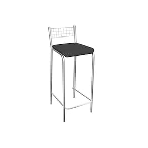 Banqueta Sala De Jantar Gênova 1B705Cr 1 Un Cromado/Courano Preto - Kappesberg
