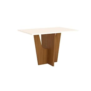 Mesa Para Cozinha Vértice Sc37 + Tampo Madeirado Reto 120x80cm Nature-off White - Henn