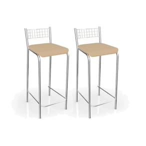 Kit 2 Banqueta De Cozinha Gênova B705cr Un Cromada/nude - Kappesberg