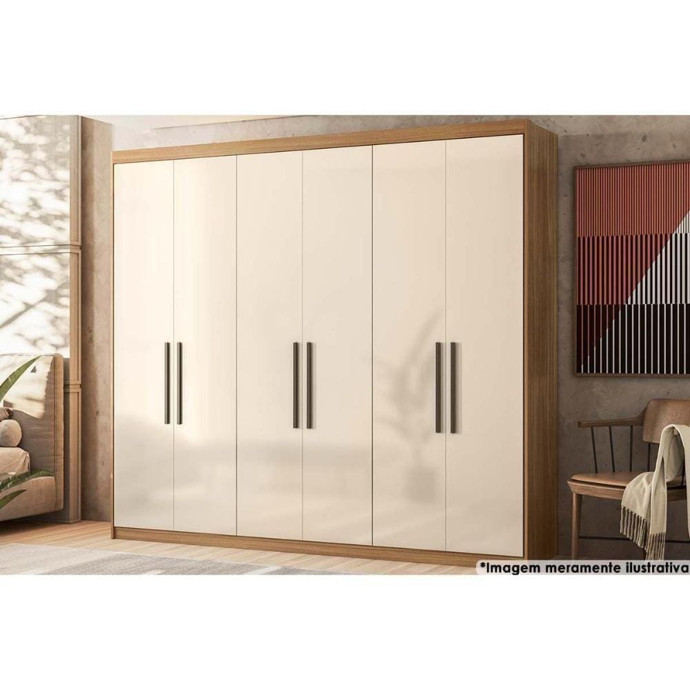 Guarda Roupa Casal 6 Portas 4 Gavetas Venice Amêndola/off White - Demóbile