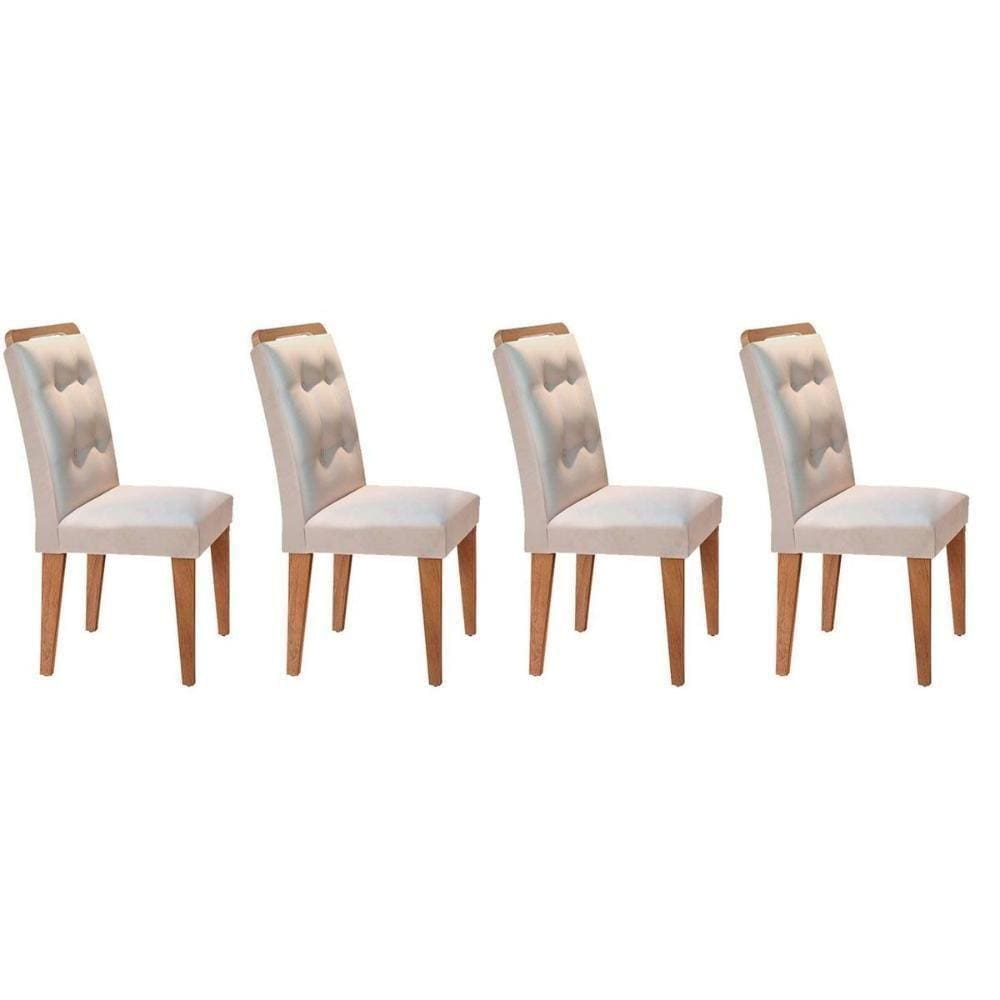 Cadeira Sala de Jantar Kit 4 Un Imbuia Veludo Creme