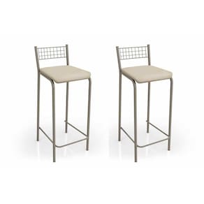 Kit 2 Banqueta De Cozinha Gênova B705nk Un Níquel/nude - Kappesberg