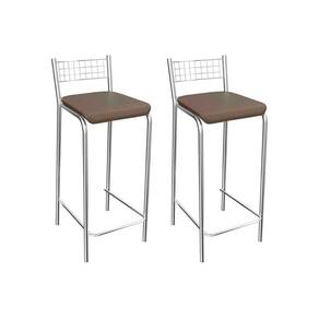 Banqueta De Cozinha Gênova 1b705cr 2 Un Cromado/courano Marrom - Kappesberg