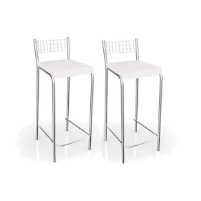 Banqueta Sala De Jantar Gênova 2B705Cr Kit 2 Un Cromado/Courano Branco - Kappesberg