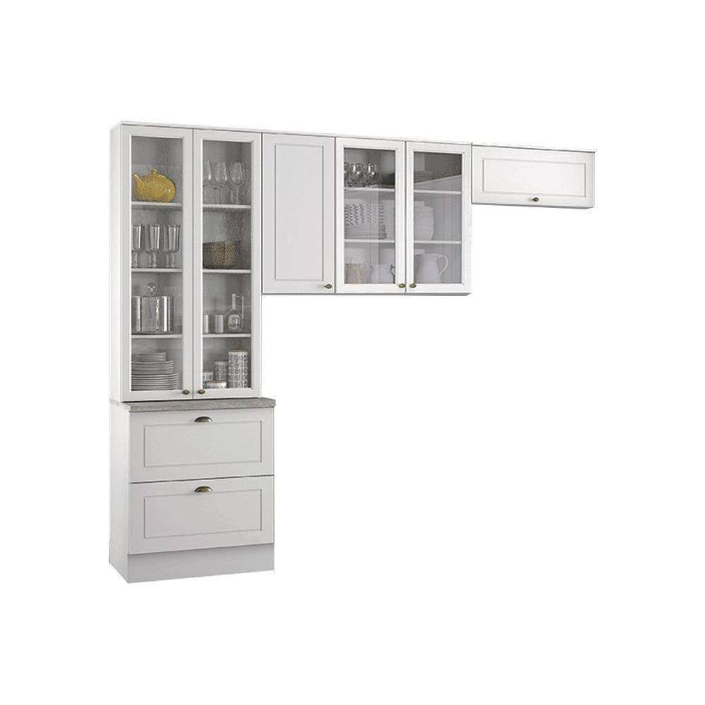Kit De Cozinha Modulada 3 Peças Americana (2 Armários + 1 Paneleiro) Cpt11 Branco - Henn