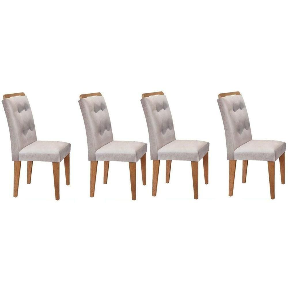 Cadeira Sala de Jantar Kit 4 Un Imbuia Veludo Creme