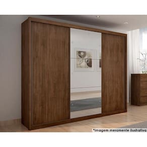 Guarda Roupa Casal 3 Portas De Correr E 6 Gavetas C/ Espelho Paradizzo Gold Canela - Novo Horizonte