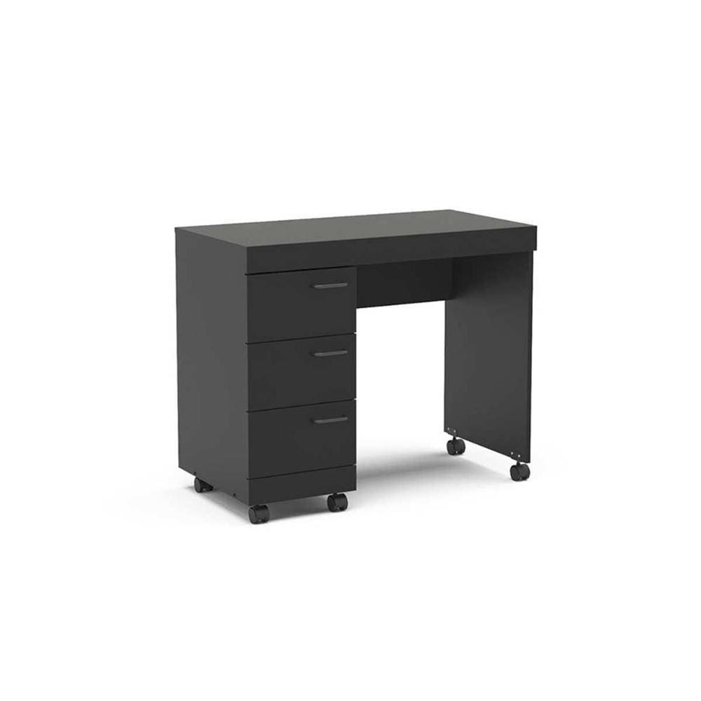 Mesa Escrivaninha Juvenil Osaka C/ 3 Gavetas E Rodízios Preto - Politorno