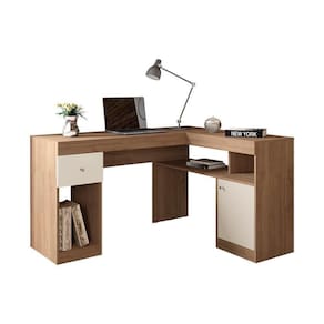 Mesa De Computador Nilo C/ 1 Porta E 1 Gaveta Buriti/off White - Caemmun