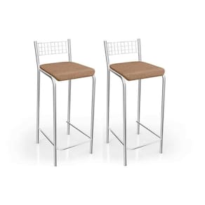Banqueta De Cozinha Gênova 2b705cr Kit 2 Un Cromado/linho Capuccino - Kappesberg