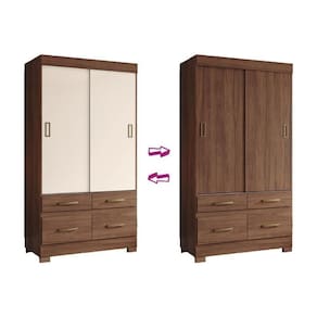 Guarda Roupa 2 Portas De Correr E 4 Gavetas Briz Be25 Jequitiba Brilho/jequitiba Brilho/off White