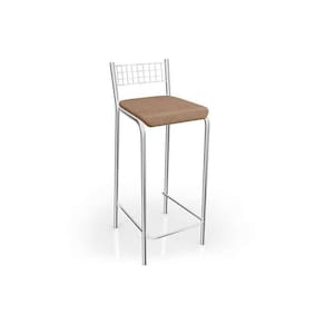Banqueta Sala De Jantar Gênova 1B705Cr 1 Un Cromado/Linho Capuccino - Kappesberg