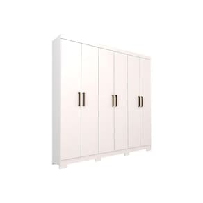 Guarda Roupa Solteiro 6 Portas E 2 Gavetas C/ Espelho Interno Milena Branco - Panan