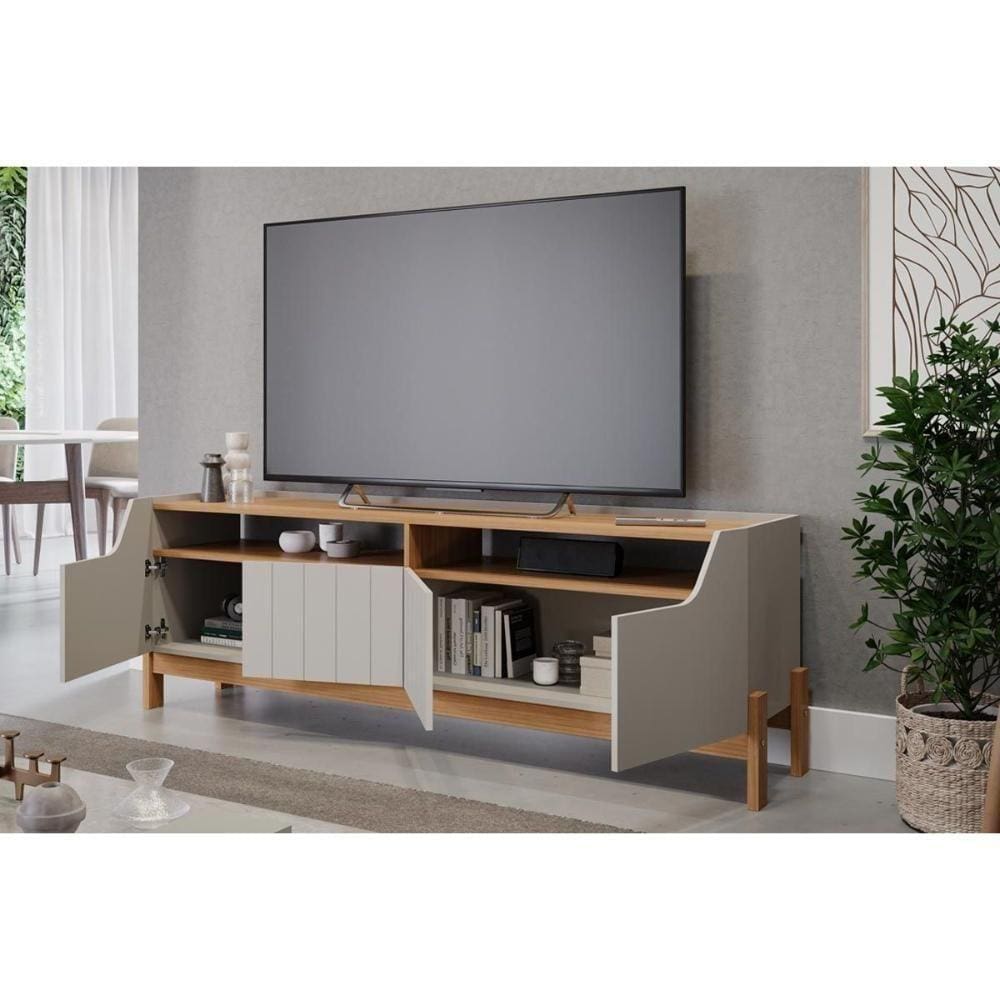 Home Para Tv Moema Até 70” C- 4 Portas E 2 Nichos Grafite-nature - Permóbili