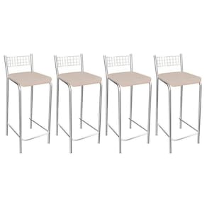 Kit 4 Banqueta De Cozinha Gênova 1b705cr 4 Un Cromado/courano Nude - Kappesberg