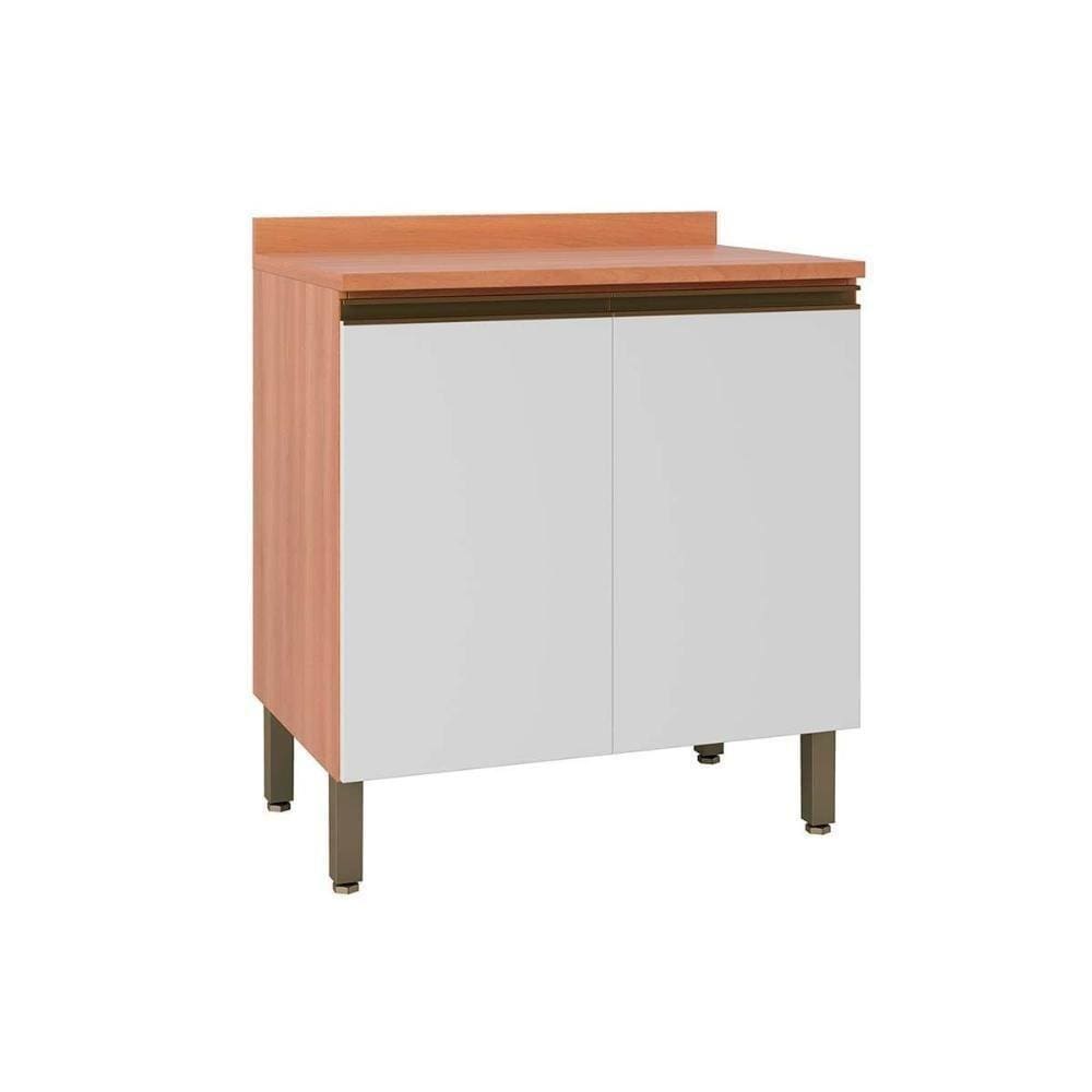 Balcão De Cozinha Modulado Macadâmia C/ Tampo E 2 Portas 80cm Freijo/branco - Telasul