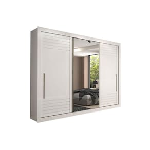 Guarda Roupa Casal 3 Portas De Correr E 6 Gavetas C/ Espelho Vitória Branco - Panan