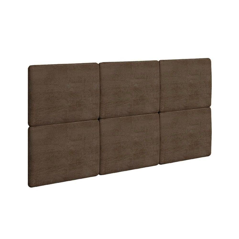 Painel De Cama Box Estofada Casal/queen Lucca (6 Unidades) Veludo Marrom - Rufato