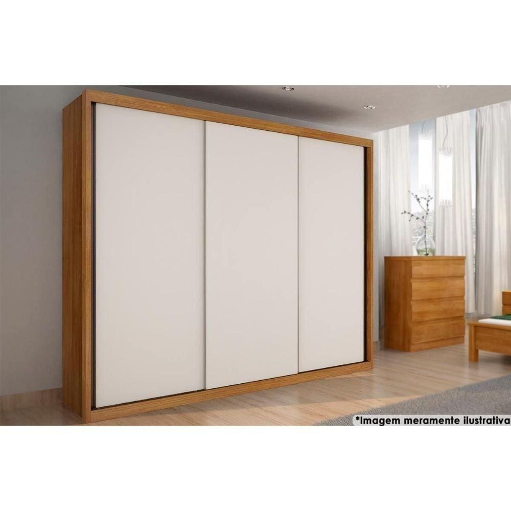 Guarda Roupa Casal 3 Portas E 6 Gavetas Paradizzo Gold Freijó Cumaru/Branco - Novo Horizonte