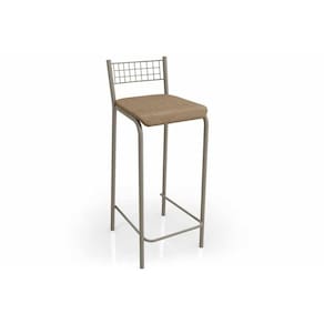 Banqueta Sala De Jantar Gênova 1B705Nk 1 Un Níquel/Linho Capuccino - Kappesberg