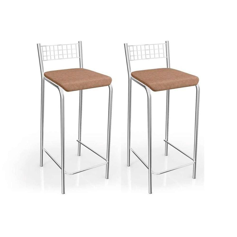 Banqueta De Cozinha Gênova 1b705cr 2 Un Cromado/linho Capuccino - Kappesberg