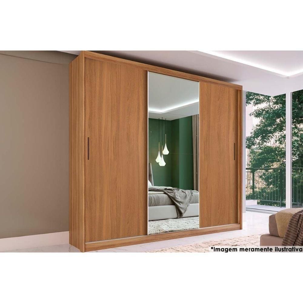 Guarda Roupa Casal 3 Portas 2 Gavetas C/ Espelhos Dalila Amêndola/off White - Demóbile