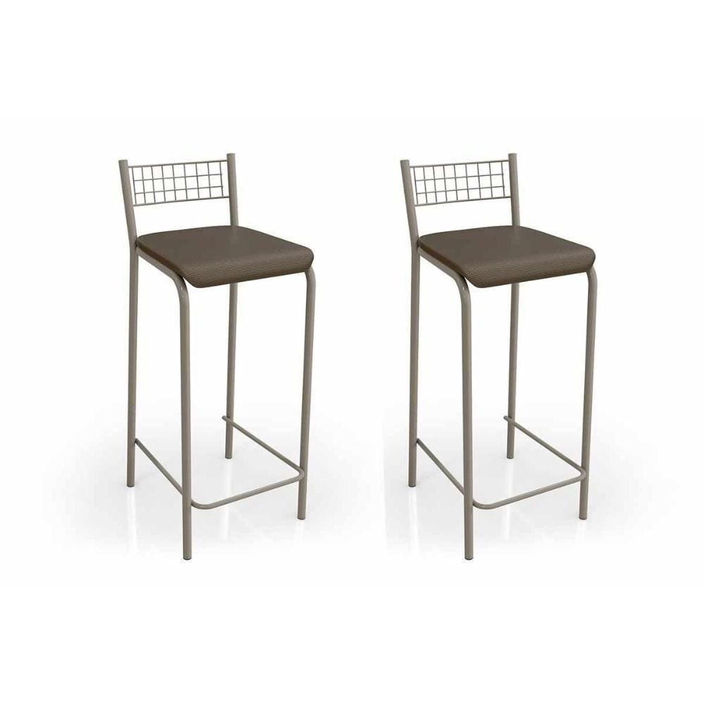 Kit 2 Banquetas Sala Jantar Gênova 2b705nk 2 Un Níquel/marrom - Kappesberg