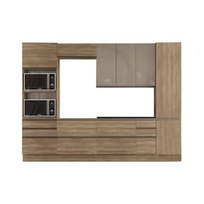 Cozinha Modulada Kappesberg Maxxi 7pçs 2 Armários 2 Balcões 2 Paneleiros 1 Complemento C7P08 Nogal