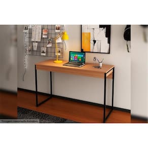 Mesa De Computador Industrial Me4160 Amêndoa/preto - Tecno Mobili