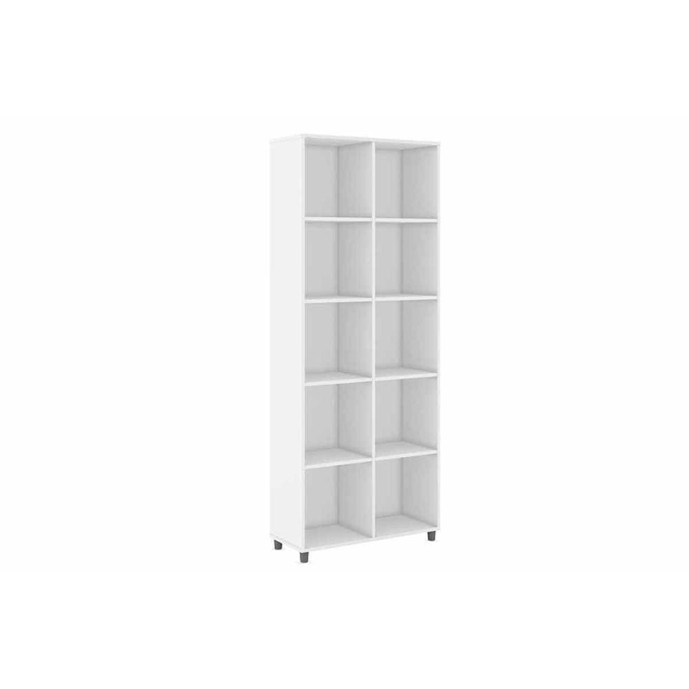 Estante Livreiro De Escritório Esm225 C/ 10 Nichos Branco - Movelbento