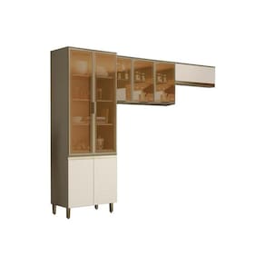Kit De Cozinha Modulada 3 Peças Connect (2 Armários + 1 Cristaleira) Cpt17 Duna/Cristal - Henn