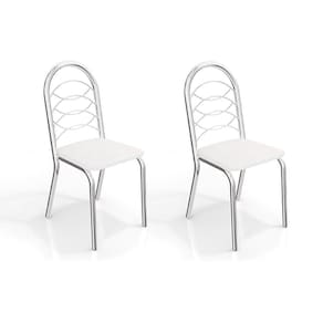 Cadeira Sala de Jantar Holanda 2C009 Kit Cromado Courano Branco