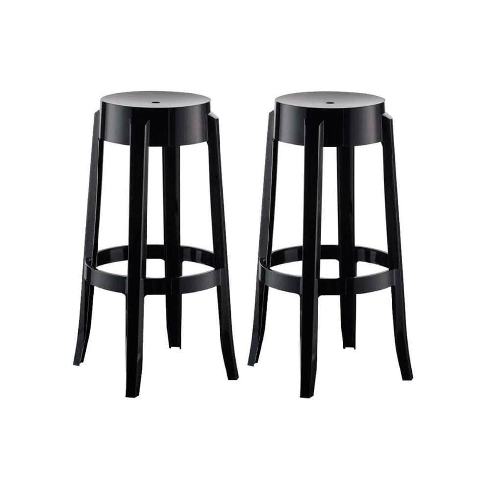 Kit 2 Banquetas Sala Jantar Shine Uz8007 2 Un Polipropileno Preto - Kappesberg
