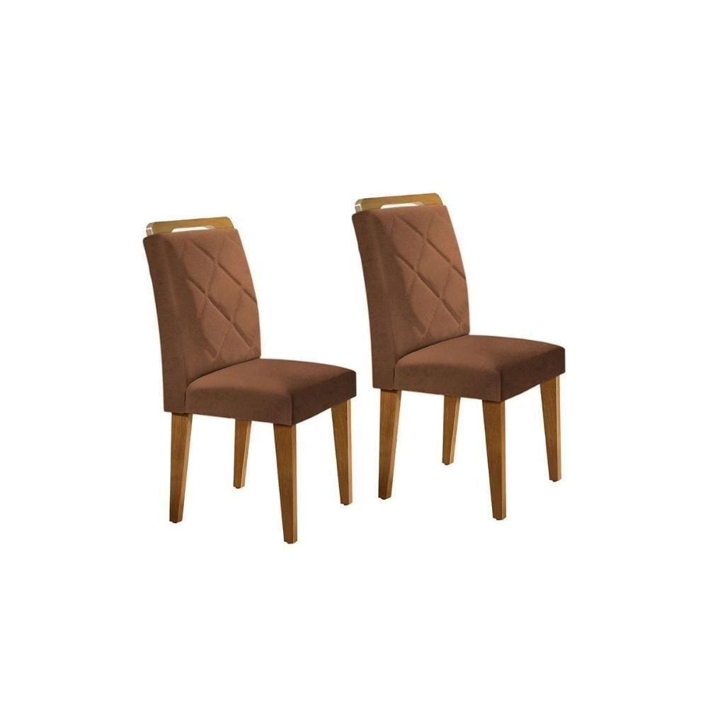 Cadeira Sala de Jantar Melissa Kit Imbuia Veludo Marrom