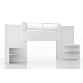 Cabeceira Cama Box Madeirado Solteiro/casal/queen Mila Extensível C/ Espelho Branco - Panan