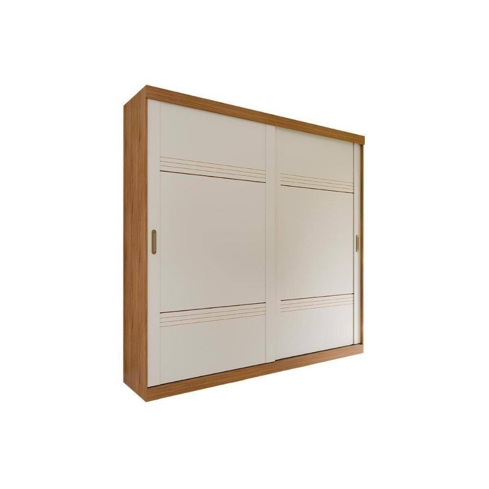 Guarda Roupa Casal 2 Portas De Correr E 4 Gavetas Blumenau Avelã/Off White - Panan