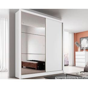 Guarda Roupa Casal 2 Portas De Correr E 3 Gavetas C/ Espelho Virtus Plus Branco - Novo Horizonte
