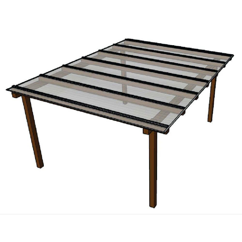 Kit Policarbonato Alveolar Cristal 6mm - 4,00m x 1,50m - Perfis Naturais