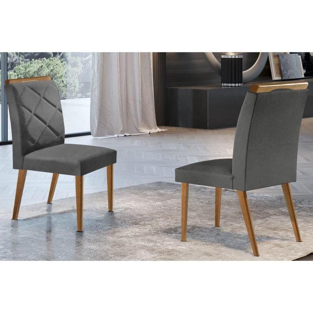 Cadeira Sala De Jantar Melissa Kit 2 Un Imbuia-grafite - Rufato