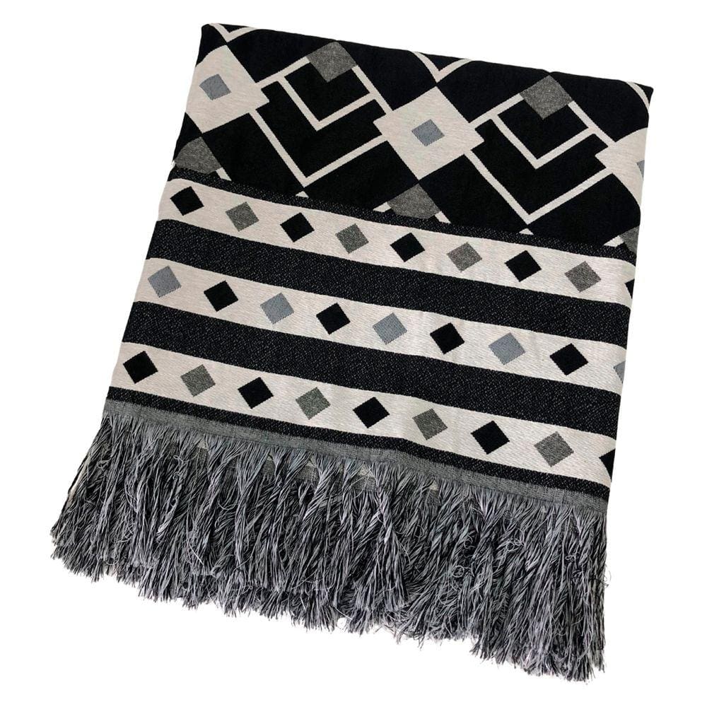 Manta Xale para Sofá Protetor Decorativo Dupla Face Premium 1.40x1.70m Istambul Preto