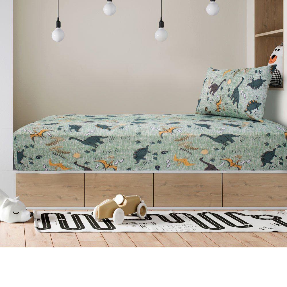 Jogo de Cama Solteiro 2 peças Kids Dino Selva Verde