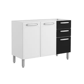 Gabinete De Cozinha Modulado Evidence 7024 3 Portas E 2 Gavetas S/ Tampo Branco/preto - Bertolini