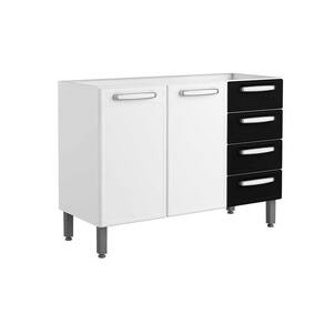 Gabinete De Cozinha Modulado Evidence 7026 2 Portas 4 Gavetas S/ Tampo Branco/preto - Bertolini